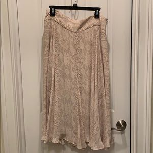 Ann Taylor Lined Silky Snakeskin Print Full Skirt
